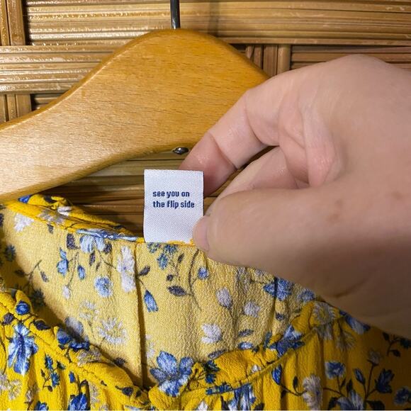 Old Navy Yellow and Blue Long Sleeve Sundress XL ditsy print autumn modest - Picture 9 of 10